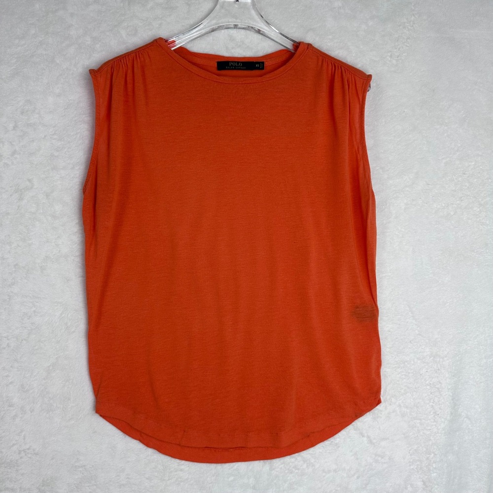 Polo Ralph Lauren XS Orange‎ Sleeveless Tank Top Linen Viscose Blend